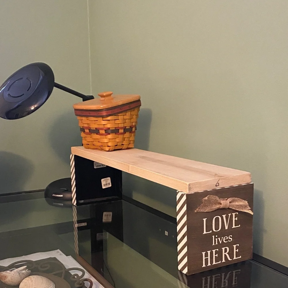 Wooden Shelf with Love Lives Here Sign